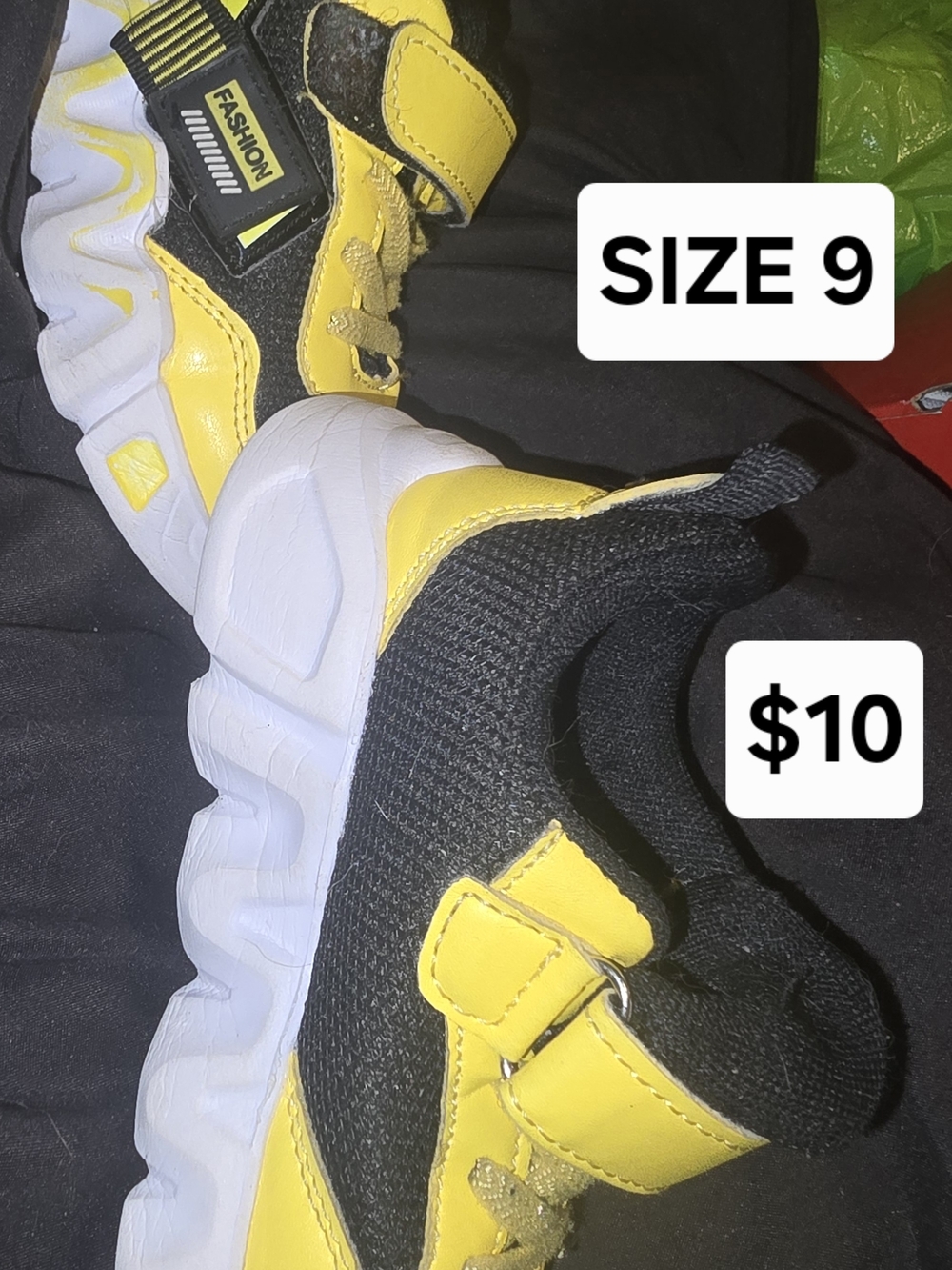 Kids Yellow & Black Athletic Sneakers - Size 9